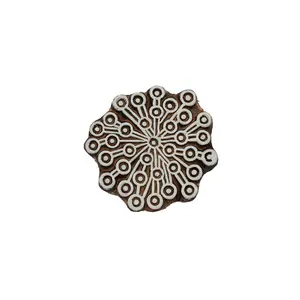 Silkrute Wooden Round or Mandala Block Stamps to print on fabrics or DIY craft (Pack of 1)