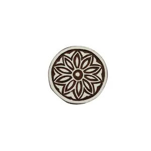 Silkrute Hand Carved Wooden Round or Mandala Block Stamps to print on fabrics or DIY craft (Pack of 1)