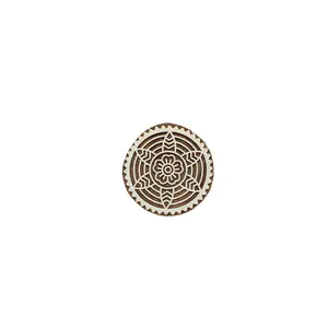 Silkrute Floral Print Wooden Round Block Stamps | Wooden Mandala Patterns | DIY Crafts (Pack of 1)