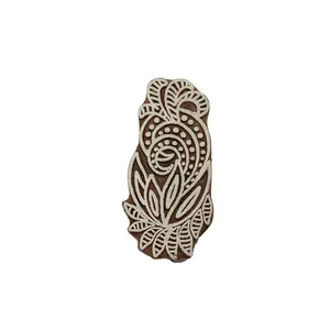 Silkrute Wooden Carved Floral Pattern Wooden Block Stamps | Fabric Printing | DIY Craft (Pack of 1)