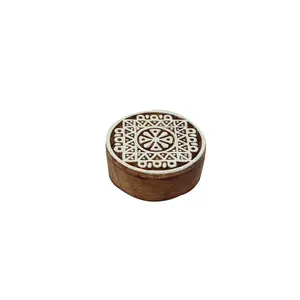Silkrute Floral Print Wooden Round Block Stamps | Mandala Patterns | Textile | DIY Crafts (Pack of 1)
