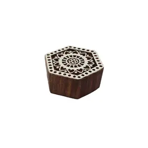 Silkrute Floral Pattern Geometric Shape Wooden Block Stamps | DIY Crafts | Henna Patterns (Pack of 1)