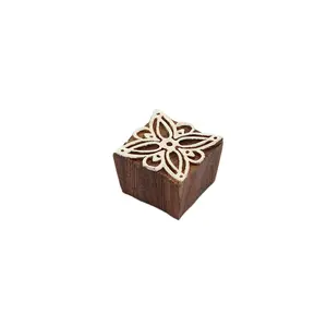 Silkrute Square Floral Wooden Stamp | Textile | DIY Craft | Wooden Block Stamp Print (Pack of 1)