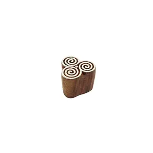 Silkrute Spiral Triangle Wooden Block Stamp | Trendy Print Stamp | Textile & DIY Crafts (Pack of 1)