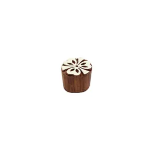 Silkrute Round Flower Wooden Block Stamp | Textile | DIY Craft | Clay Pottery Printing Pack of 1
