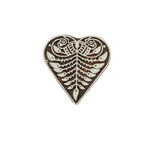 Silkrute Heart Print Wooden Block Stamp | Textile Print | DIY Crafts | Henna Printing (Pack of 1)