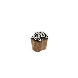Silkrute Floral Print Round Wooden Block Stamp | DIY Crafts | Clay Pottery | Henna Printing Pack of 1