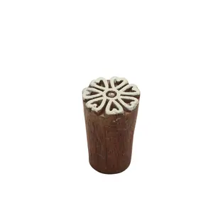 Silkrute Round pattern Floral Wooden Block Stamp | Textile Print | Henna Tatoo & DIY Crafts Pack of 1
