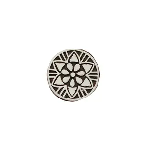 Silkrute Round Floral print Wooden Block Stamp | DIY Crafts | Textile | Fabric Printing Pack of 1