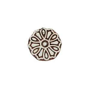 Silkrute Round Floral print Wooden block Stamp | Henna Print | DIY Crafts | Fabric Printing Pack of 1
