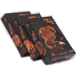 Roshnee Millet Papad Pack (Natural Minis) - Bajra Ragi and Jowar - 80 gm Each Set of 3 = 240 GMS.