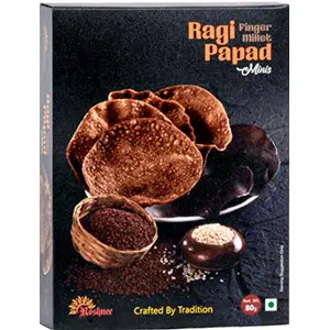 Roshnee Ragi (Nachni) Papad (Natural Minis) - 3 x 80 gm Boxes = 240 gm.