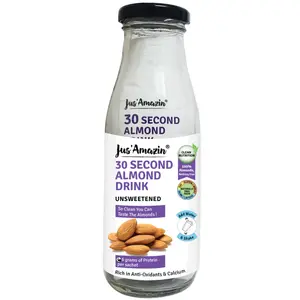Jus Amazin 30-Second Almond Drink - Unsweetened (5X25g Sachets) | High Protein (6g per sachets) | 1 Sachet makes 1 glass of Almond Drink | Clean Nutrition | Single Ingredient - 100% Almonds | Zero Additives | Vegan & Dairy Free