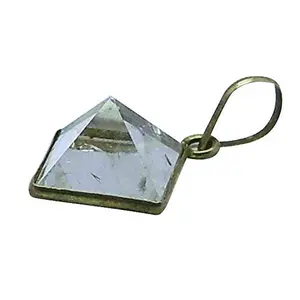SATYAMANI Natural Stone Clear Quartz Pyramid Energy Pendant for Calmness for Man Woman Boys & Girls- Color- Clear (Pack of 1 Pc.)