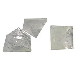 SATYAMANI Natural Clear Quartz Pyramid 20 mm. for Correction for Unisex Color- Clear (Pack of 1 Pc.)