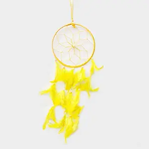 SATYAMANI Handmade Yellow Color Dream Catcher for He/Office/Shop (45 cm x 15 cm)