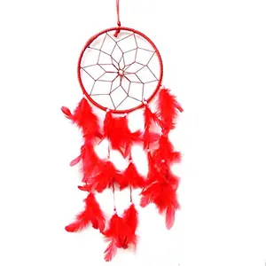 SATYAMANI Handmade Red Color Dream Catcher for He/Office/Shop (45 cm x 15 cm