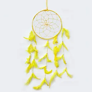 SATYAMANI Handmade Yellow Color Dream Catcher for Elements Energy Balancing in He/Office/Shop (60 cm x 20 cm)
