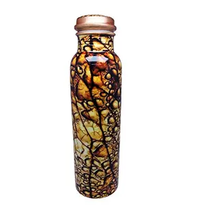 ALOKIK Leak Proof Pure Copper Crystal Tumble Sticker Bottles for Water 1 L Multicolor