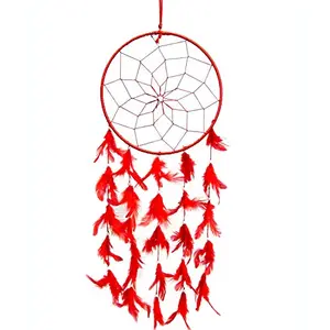 SATYAMANI Handmade Red Color Dream Catcher for Elements Energy Balancing in He/Office/Shop (60 cm x 20 cm)