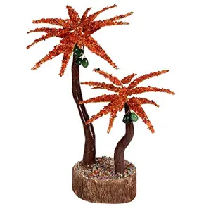 SATYAMANI Natural Carnelian Double Coconunt Tree for for Good Luck Wealth & Prosperity Hapess & Fengshui He & Office DÃ©cor Fengshui