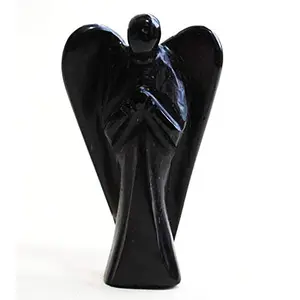 CRYSTAL'S ADVISOR Natural Black Obsidian(Small) Angel for Chakra Healing Color- Black (Pack of 1 Pc.)