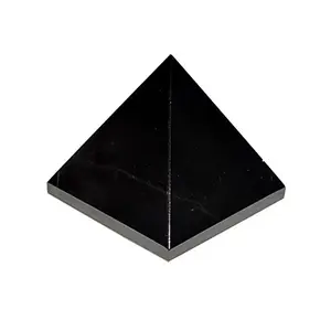 CRYSTAL'S ADVISOR Natural Black Agate Pyramid 35 mm. for Vastu Correction Creativity Color- Black (Pack of 1 Pc.)