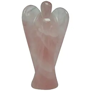 CRYSTAL'S ADVISOR Natural Healing Rose Quartz 3" Gemstone Angel for Chakra for Chakra Healing Color- k (Pack of 1 Pc.)