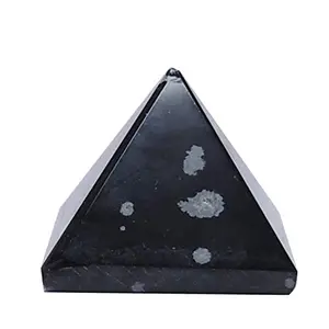 CRYSTAL'S ADVISOR Natural Energised Snow Flake Pyramid 35mm for Vastu Correction Creativity Color- Black (Pack of 1 Pc.)