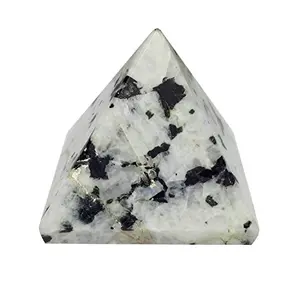 CRYSTAL'S ADVISOR Natural Rainbow Moonstone Pyramid 40 mm. for Correction Creativity Color- White & Black (Pack of 1 Pc.)