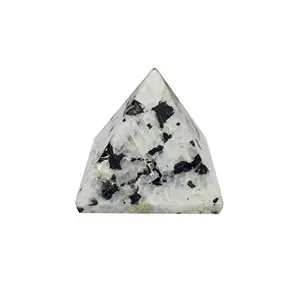 CRYSTAL'S ADVISOR Natural Rainbow Moonstone Pyramid 25 mm. for Correction Creativity Color- White & Black (Pack of 1 Pc.)