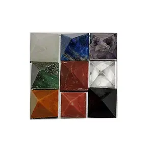 CRYSTAL'S ADVISOR Natural Navgrah Pyramid Grid on Glass for Correction Creativity Color- Multi Color (Pack of 1 Pc.)