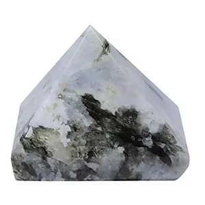 CRYSTAL'S ADVISOR Natural Rainbow Moonstone Pyramid 35 mm. for Correction Creativity Color- White & Black (Pack of 1 Pc.)