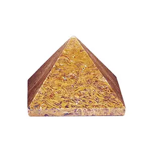 CRYSTAL'S ADVISOR Natural Mariam Pyramid 35 mm. for Vastu Correction Creativity Color- Yellow & Brown (Pack of 1 Pc.)