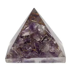 CRYSTAL'S ADVISOR Natural Orgonite Pyramid 40 mm.(Purple) for Vastu Correction Creativity Color- Clear & Purple (Pack of 1 Pc.)