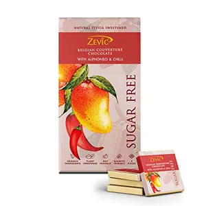 Zevic Belgian Couverture  Chocolate with Alphonso Mango & Hot Chilli - 96gm