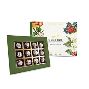Zevic Premium & Healthy Dark Belgian Chocolate Celebration Gift Pack | Keto Chocolate Pralines & Truffles with Stevia Sweetened - 12 Pcs