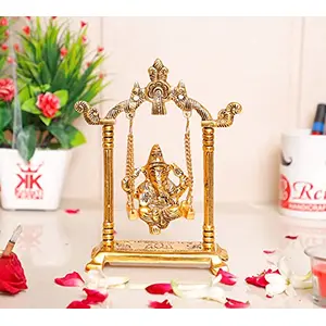 KridayKraft Ganesh ji jhula IdolGanpati Idol on Swing jhula for Temple PoojaGanesh Metal Statue HeOffice & Table DecorativeReligious Showpiece FigurinesCorporate Gift Article...