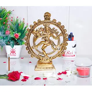 KridayKraft Gold Plated Metal Dancing Shiva Natraj Statue (19 x 6 x 24 cm Gold)