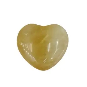 Crystal Cave Exports Honey Yellow Calcite Heart Aura - Healing - Meditation - Reiki