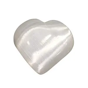 Crystal Cave Selenite Heart for Energy Clearing & meditation Chakra Stone Healing 2.00 inch. Reiki Energy puffy heart