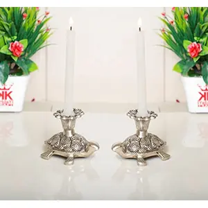 KridayKraft Metal Tortoise Candle Holder Set of 2 pcs for Living Room Bedroom Home Decor Decorative Showpiece for Candle Light Dinner & Dining Table Figurines Candle Stand