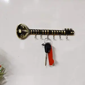 Kridaykraft Metal Veena Key Holder Decorative for Wall and Gift for Have House Warming Anniversaries Birthday Wedding Gifts Return Gifts Corporation Gifts Religious-Gifts & Indian Festivals.