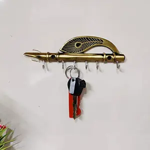 Kridaykraft Pankhi Flute Key Holder Decorative for Wall and Gift for Have House Warming Anniversaries Birthday Wedding Gifts Return Gifts Corporation Gifts Religious-Gifts & Indian Festivals.