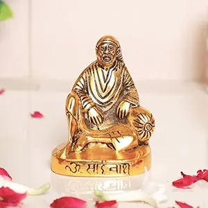 KridayKraft Shirdi Sai Baba Metal StatueSai Nath IdolSai Baba Murti Idol for Car Dashboard & HomeOffice DecorShowpiece FigurinesReligious Gift ArticleCorporate Gift.