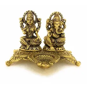 RAJKRUTI Metal Laxmi Ganesha Murti Idol (Standard Golden) 1 Piece