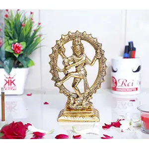 KridayKraft Shiva Idol Metal Statue for Home DecorGold Plated Dancing Shiva Natraja/Natrajan (Mahakal Murti) Murti Showpiece Figurine Decorative & Gifts Article.