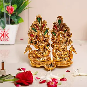 KridayKraft Metal Laxmi Ganesh Statue/Murti for Pooja Room & Home Office DÃ©corLaxmi Ganesha Idol for Diwali GiftReligious Idol Showpiece Figurines Decorative & Diwali Poojan.