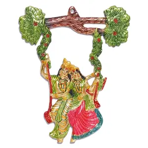KridayKraft Radha Krishna Metal Statue Beautify Your WallsHanging Radha Krishna murti Swing on Tree menakri Decor Your HomeOffice & Shwopiece FigurinesReligious Idol Gift Article.