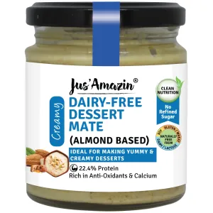 Jus Amazin Dairy-Free Dessert Mate (Almond Based), 200g | 22.4% Protein | Sweetened with Jaggery | Clean Nutrition | 80% Amonds | Rich in Anti-Oxidants & Calcium | No Refined Sugar | Zero Chemicals | Vegan & Dairy Free | 100% Natural